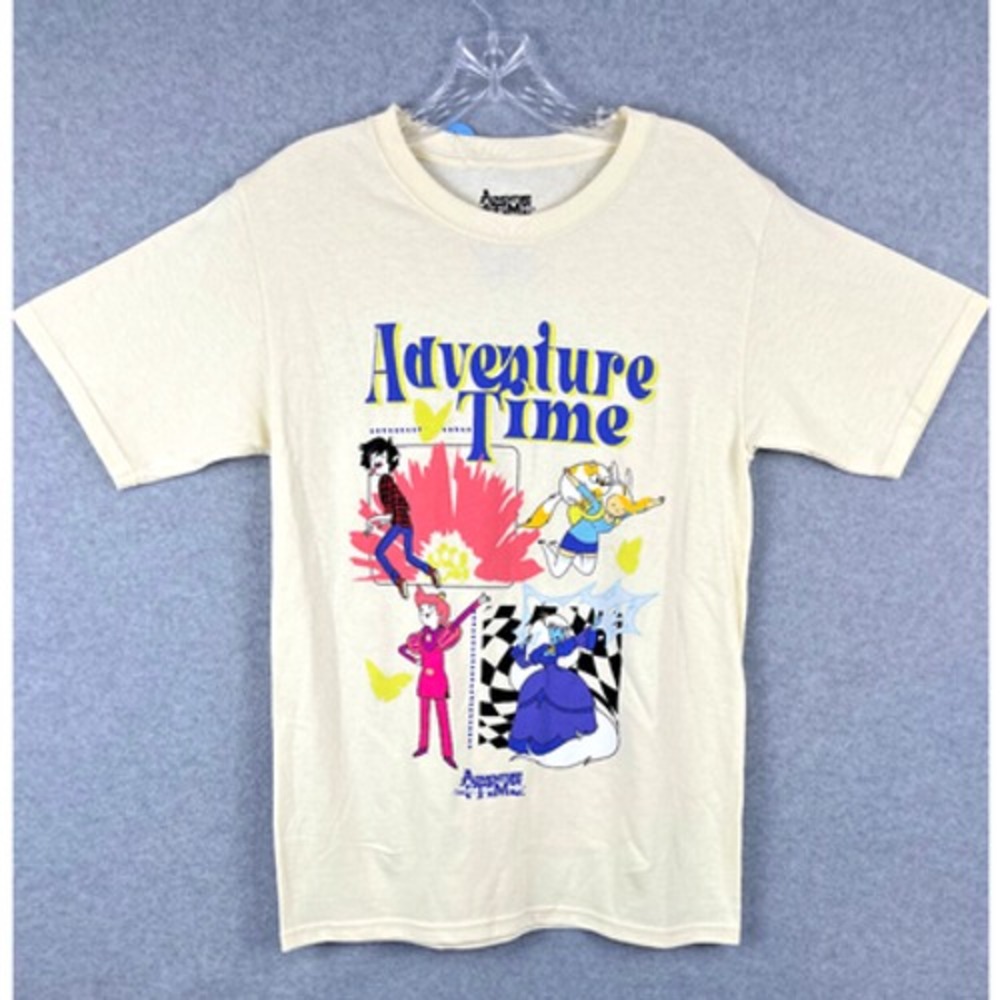 Adventure Time Cartoon Network T-Shirt Men's S White Novelty Graphic Short Sleev